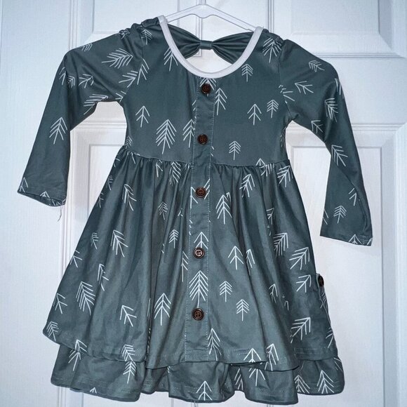 Foxtail Lilies Other - Foxtail Lilies Green Arrows Long Sleeve Twirl Dress Size 2T